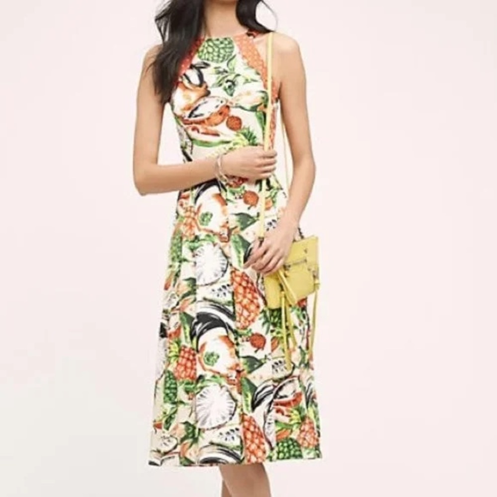 Anthropologie Eva Franco Multicolor Tropical Print Midi Dress